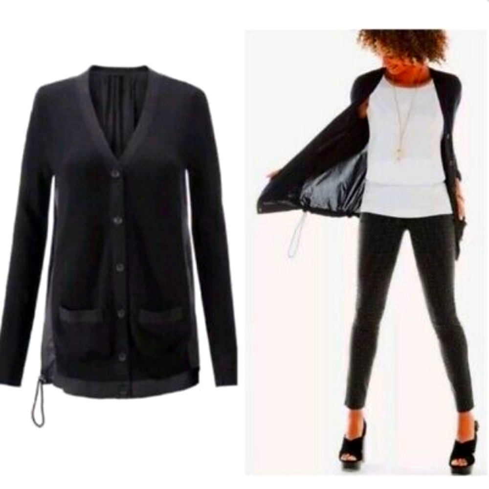 CABI Windbreaker Cardigan Sweater S Small Black